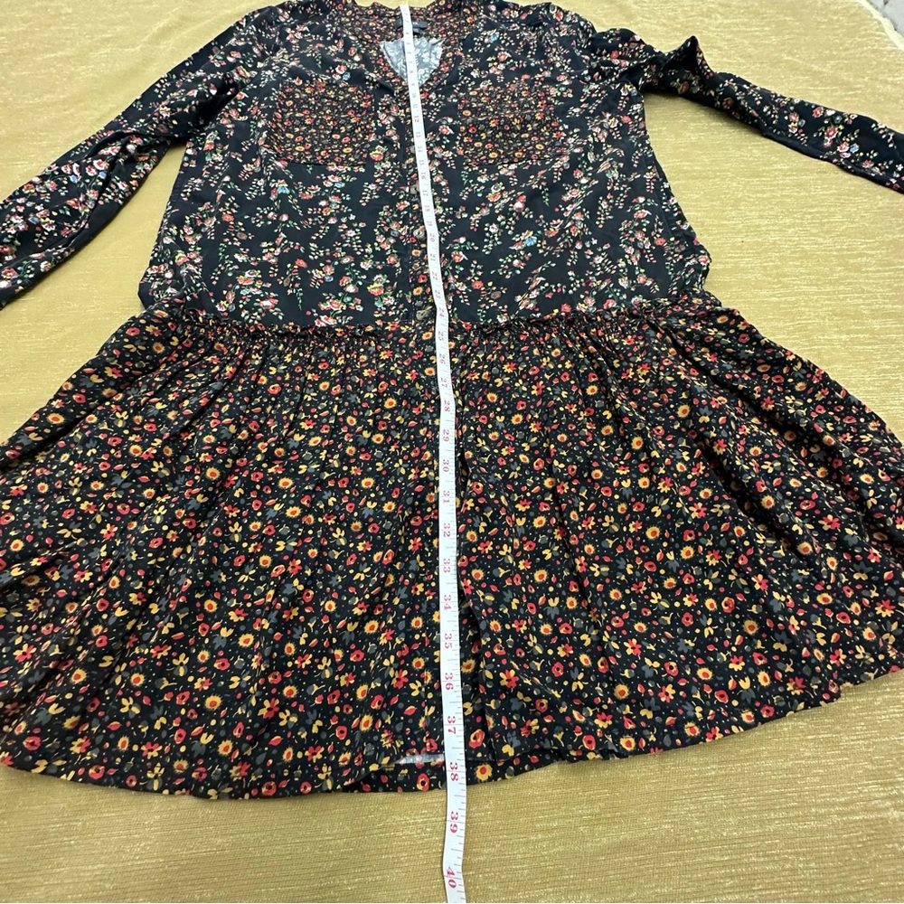 Anthropologie Black Floral Long-Sleeve Tiered Dress - Picture 15 of 16
